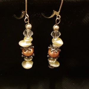 Dangly flat Pearls & Pink glass Pearl's Swarovski
